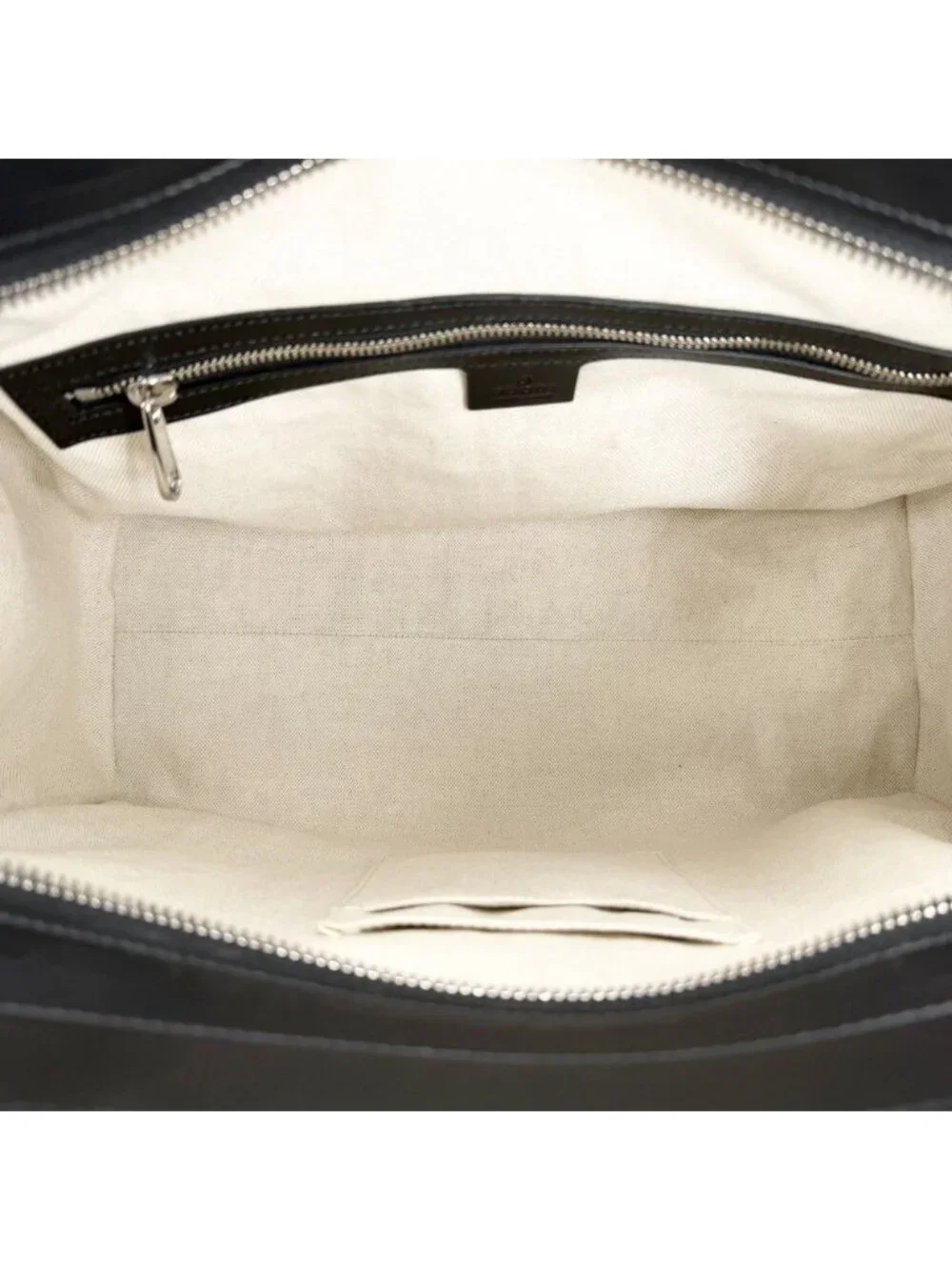 Gucci Tote GG Embossed Handbag Shoulder Leather Black Silver